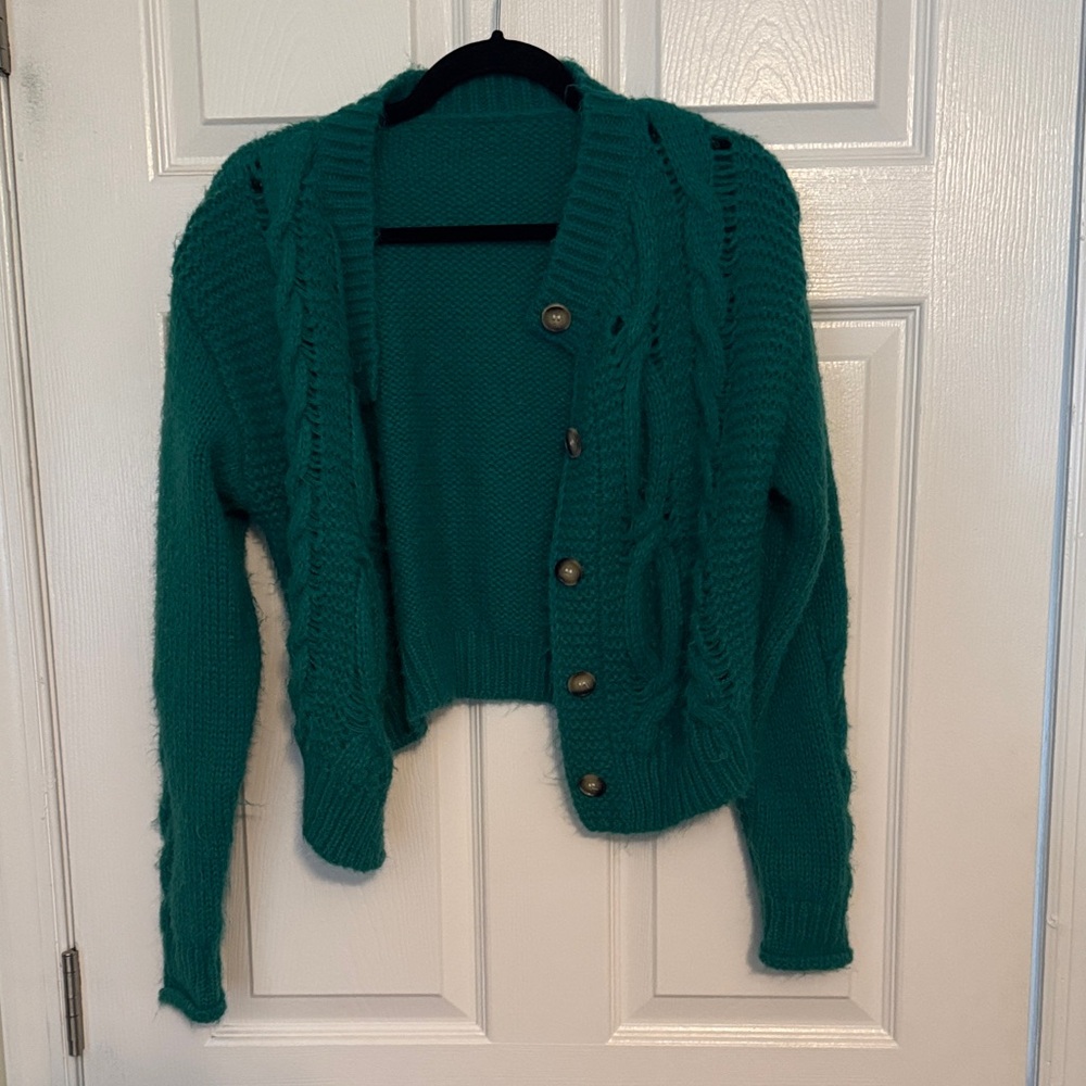 Cider Teal Button-Up Cardigan
